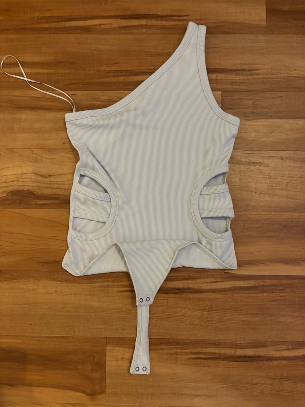 Abercrombie & Fitch Light Blue Ribbed One-Shoulder Bodysuit